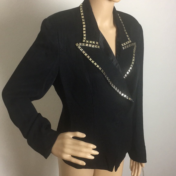 Vintage jacket with gold tone X studs 8 - Picture 4 of 8